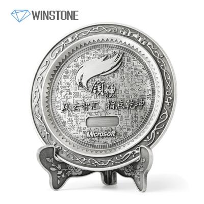 China China Customized Highly Detailed Metal Souvenir Dish With Display Stand for sale