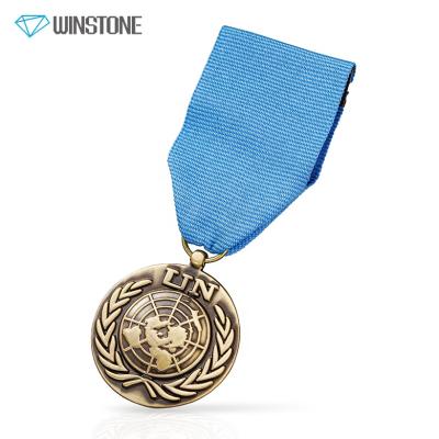 China International Die Struck Commemorative Military Medals Custom Brass Metal With Short Drape For Army for sale