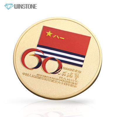 China China Custom Metal Brass Die Struck Coins With Full Color Printing Meaningful Souvenir for sale