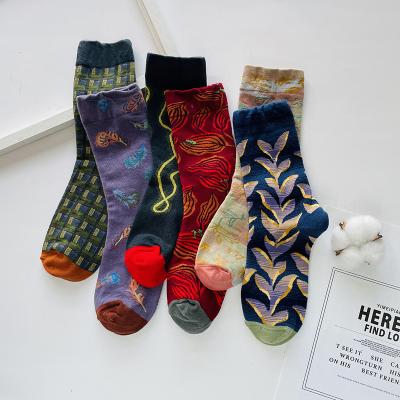 China Fashion QUICK DRY Face Art Abstract Painting Socks Street ab bangs tube medium pure cotton adult socks for sale