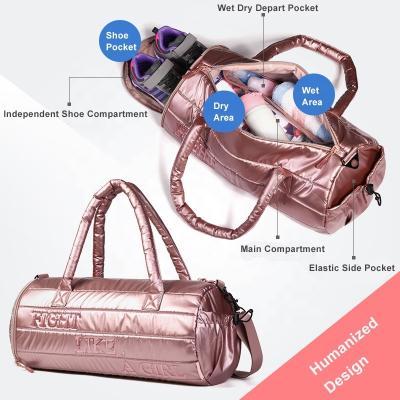 China Wet Dry Go With Shoe Compartment Fashionable Girl's Shiny Fitness Bag For Women for sale