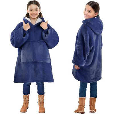 China PORTABLE PORTABLE Available Wearable Hoodie Blanket Sherpa Fleece Fleece Sweatshirt Soft Oversized Blanket For Kids With Sleeves for sale