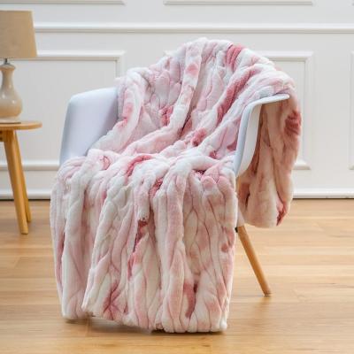 China Anti-Pull New Product Winter Design Luxury Faux Fur Embossed Blanket For Winter Throw Soft Comfort Blanket For Bed Sofa for sale