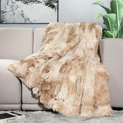 China Custom Made Luxury 100% Fur Faux Plush PORTABLE Polyester Long Mink Throw Blanket for Sofa Bed Home Decor for sale