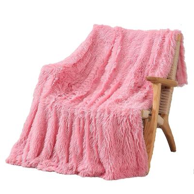 China Decorative Extra Soft Blanket Fuzzy Reversible Long Hair Mink Solid Shaggy Thick PORTABLE Cheap Price Faux Fur Throw Blanket for sale