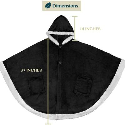 China WEARABLE Custom Soft Men Women Open Front Long Wearable Coat Flannel Fleece Sherpa Hooded Poncho Blanket Shawl Capes Sweater for sale