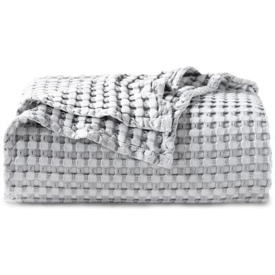 China China OEM PORTABLE Custom Warm Super Soft Breathable Throw Cotton Weave Waffle Weighted Blanket for sale