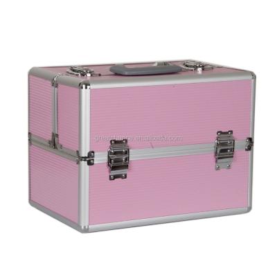 China Large Aluminum Aluminum Case Rose Makeup Hair Vanity Cosmetic Salon Carry Case for sale