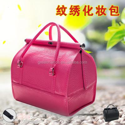 China Fashoion Soft Cosmetic Case - Soft Leather Cometary Makeup Bag Beauty Vanity Cosmetic Case for sale