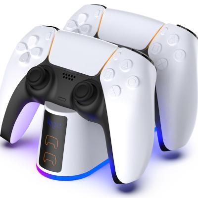 China NEW PROFESSIONAL Dual Fast Charger Station With RGB LED Type-C USB Dock Station Charging Cradle For Sony PS 5 Gamepad Controller for sale