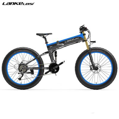 China LANKELEISI XT750PLUS 26 Inch Aluminum Alloy Folding Fat Tire Electric Bicycle 27 Speed ​​Mountain Bike 48v 13ah 1000w for sale