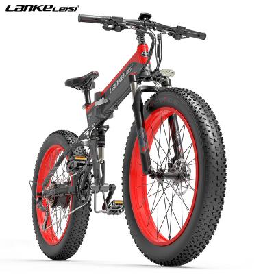 China LANKELEISI T750PLUS aluminum alloy 26 inch fat tire folding e-bike 1000w electric bicycle 48v 10.4ah lithium battery for sale