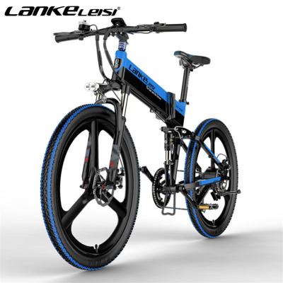 China LANKELEISI XT750 26 inch aluminum alloy folding electric bicycle alloy frame 48V 14.5ah lithium battery ebike 500w aluminum electric bicycle for sale