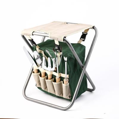 China Wholesale Outdoor Adult Yard Garden Tool Kit Handheld Foldable Stool With Tools for sale