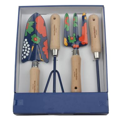 China 4pcs Household Garden Tool Kit Set With Simple Garden Fork Tools Shovel Rake Fork Tools for sale