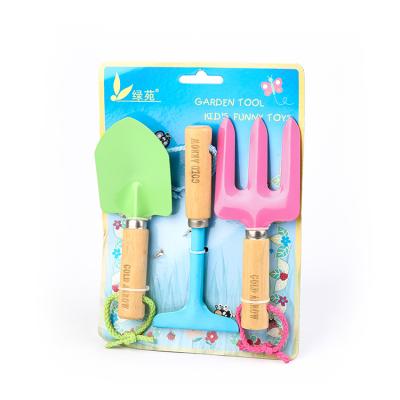 China Eco-friendly Kindergarten Tool Kit 3pcs Garden Shovel Rake Fork Tool Kit for sale