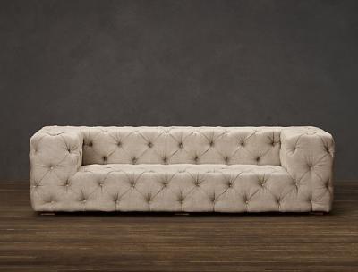 China Comfortable Tufted Linen Fabric Sofa with two sections accommodate a crowd for sale