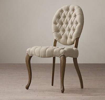 China Solid Oak Frame Fabric Dining Chair With Cabriole Front And Splayed Back Legs for sale