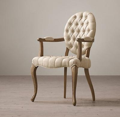 China Tufted Round Arm Fabric Covered Leather Dining Chair , Elegant / Zebra Print Dining Chairs for sale