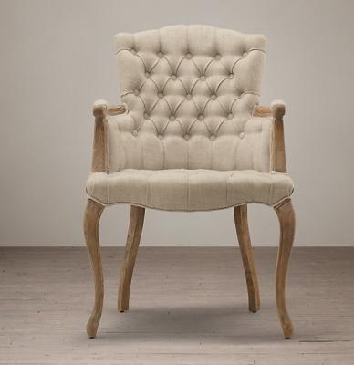 China Wooden Upholstered Fabric Dining Chair , Tufted high back dining room chairs  for sale