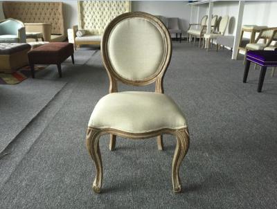 China Classic Oak Fabric Dining Chairs French Vintage Upholstered Fabric Side Chair for sale