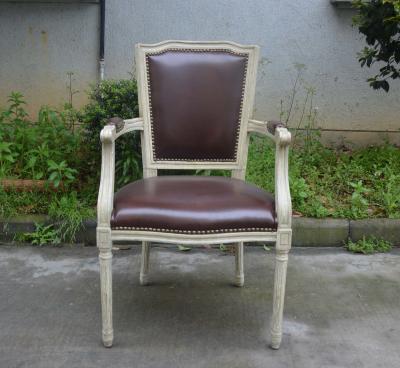 China Classic Dining Room Furniture US Style Vintage French Square Back PU Side Armchair for sale