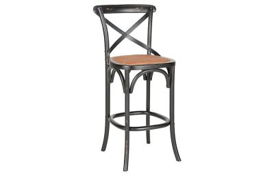 China Oak Wood / Wooden Upholstered Bar Stools X Back Dining Chairs for sale