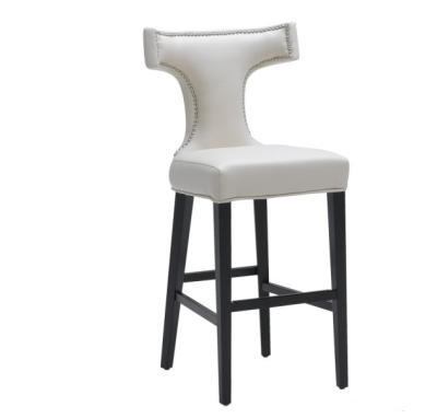 China Modern PU Fabric Wooden Upholstered Bar Stools With Nailheads for sale