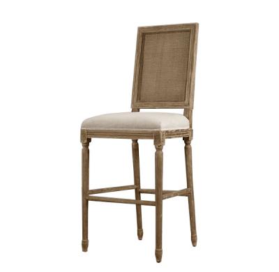 China Antique Vintage Wooden / Birch Wood Upholstered Bar Stools With Backs for sale