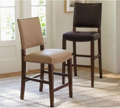 China Wooden Fabric Leather Upholstered Country Style Counter Stools for sale