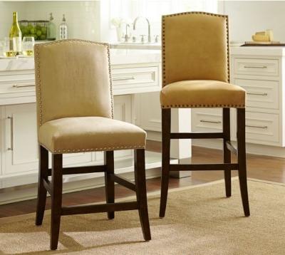 China Inexpensive Wooden Fabric Leather Counter Height Barstool Chairs / Shop Bar Stools for sale