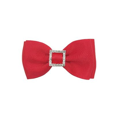 China Two eco-friendly red Layres hair bows with rhinestone for sale