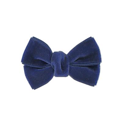 China Classic Dark Blue Basic Bow Quality Assurance Kids Velvet Hair Bow Barrette for sale