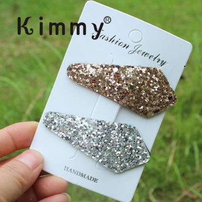 China Frienday Silver Eco Pink Glitter Snap Clip For Women Girls Hair Clip for sale