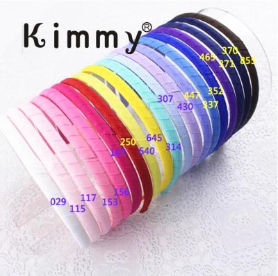 China Popular Plain 1cm Grosgrain Ribbon Wrapped Plastic Headband Alice Bands Mix Fabric Color for sale