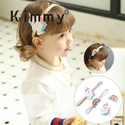 China Pastel Rainbow Newborn Toddler Girls Ribbon Baby Girls Glitter Unicorn Gold Headband Hair Bow Princess Goose Pompom Ball Mesh for sale