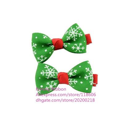 China Popular Christmas Tiny Green Hair Bow Foundation Red Snow Piece for sale