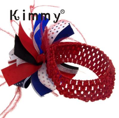 China Popular Patriotic Headband America Flag Headband Babies Bowknot Hair Band for Independence Day 4th of July for sale