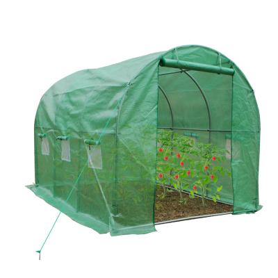 China Easily Assembled Home Use Backyard Pe Cover Metal Frames Portable Garden Tunnel Walk In Small Polytunnel Greenhouse for sale