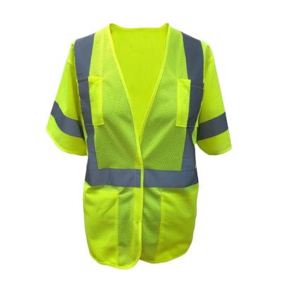 China Manufacturer Factory Factory Reflective Custom Fluorescent Reflective Work Safety High Visibility Short Sleeve for sale