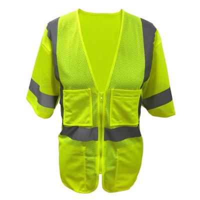 China OEM Reflective Custom High Visibility Safety Work Shirts Men Construction Safety Shorts Sleeve for sale