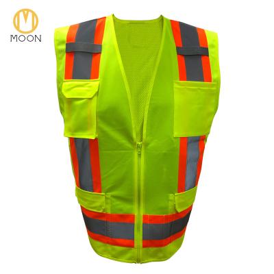 China Yellow-Orange Logo Hi Vis Safety High Reflective Custom Visibility Traffic Reflective Vest Customize Mesh for sale