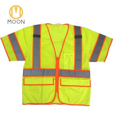 China Hi Vis Safety REFLECTIVE Construction With Pockets High Work Visibility Mesh Short Sleeve Shirt Reflective Flame Retardant Treated for sale