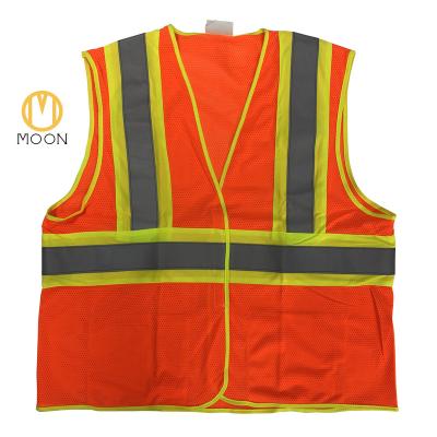 China Hi Vis Safety REFLECTIVE Construction With Pockets High Work Visibility Mesh Vest Flame Retardant Treated Reflective for sale