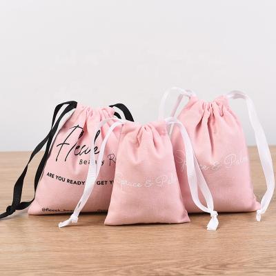 China Customized Custom Folding Pink Canvas Drawstring Bag for sale