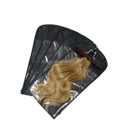 China Recyclable Non Woven PVC Window Hair Extensions Storage Wig Packaging Bag for sale