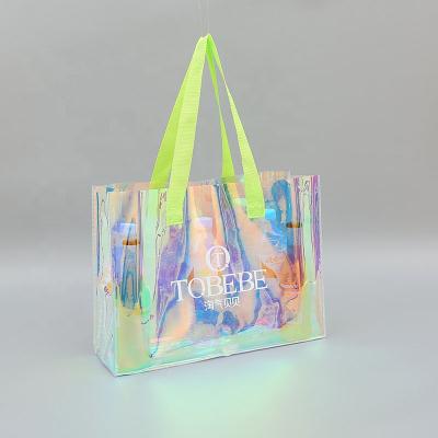 China Wholesale Colorful Clear PVC Handled Beach Clear Tote Bag for sale