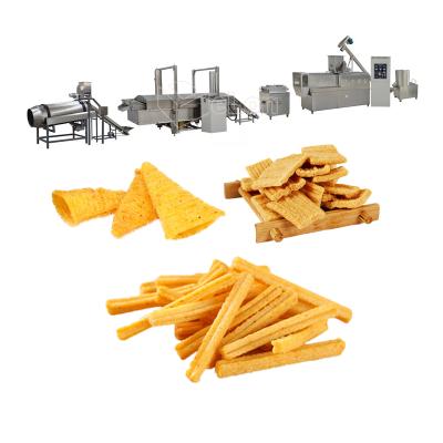 China Small Automatic Production Snacks Machine Extrusion Frying Line For Salad Stick Plain Crispy Fried Puff Snacks for sale