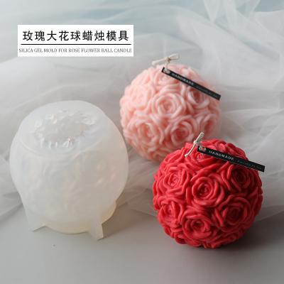 China Large Rose Flower Ball Candle Silicone Mold Disposable Wedding Candle Mold for sale