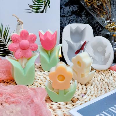 China Aroma Candle Silicone Mold DIY Disposable Korean Simple Tulip Flower Candle Mold for sale